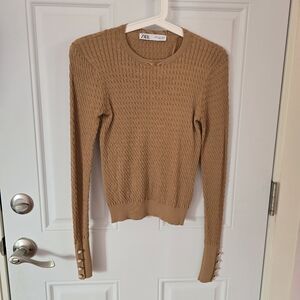 Beige Zara Cable Sweater